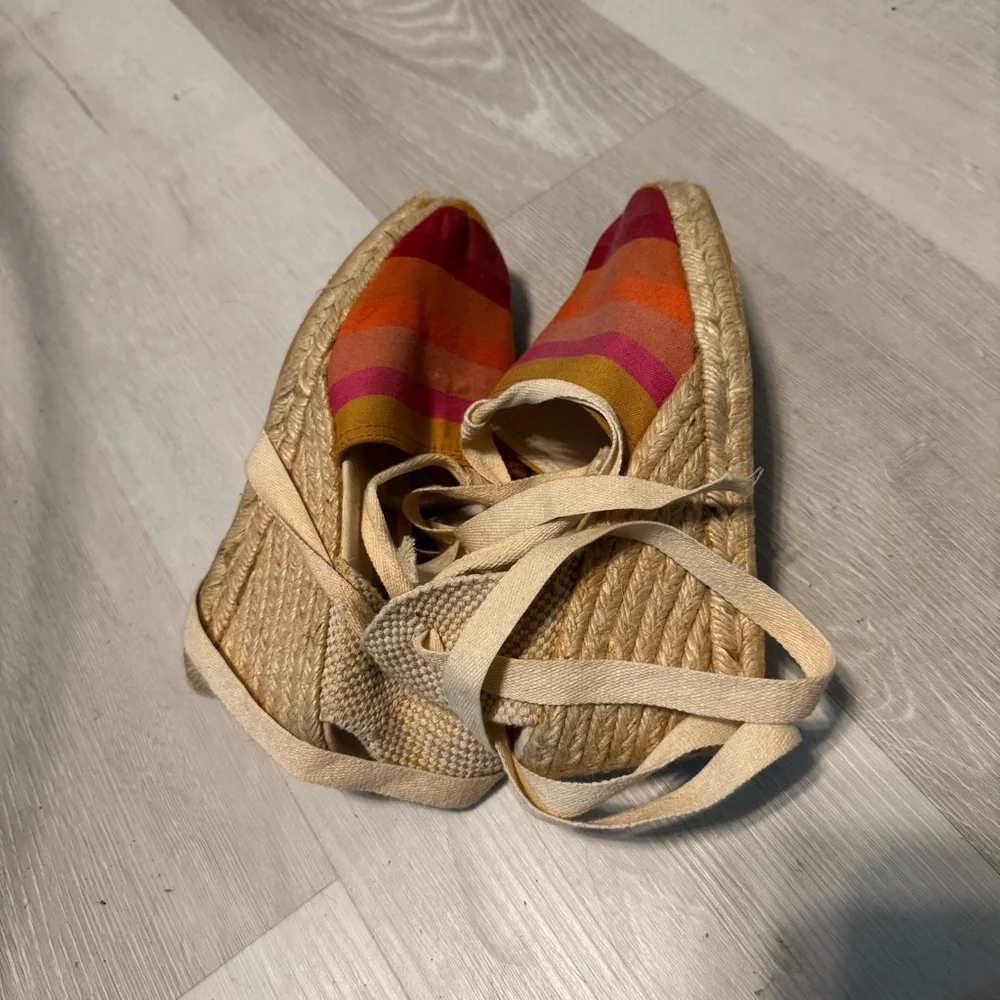 Vintage 90’s Colorful Striped Espadrille Wedges by Madeline ‎ Stuart